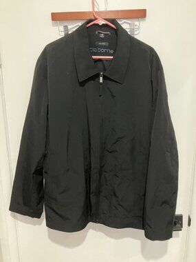 Claiborne Men's Poly Tech Lightweight Casual Full Zip Jacket, Black, XL